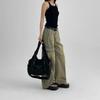 Women's Fashion Washed Distressed Y2K Hot Girl Motorcycle Bag Large Capacity Multi-pocket Shoulder Crossbody Handbag