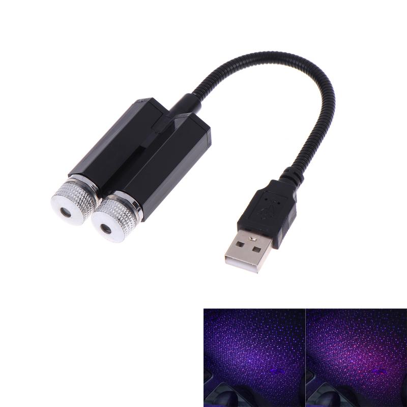 Car Roof Star Light Mini Led Atmosphere Lamp Auto Interior Star Night Projector Usb Plug And Play Ceiling Decorative Lamp Red