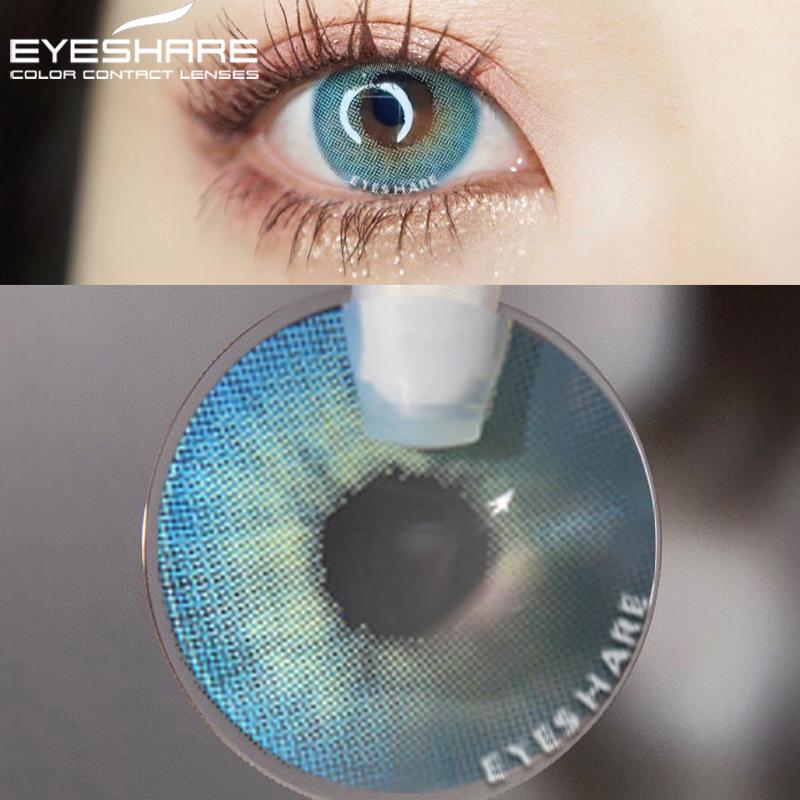 Eyeshare 2pcs Color Contact Lenses for Eyes Aurora Blue Green Colored Lenses Yearly Cosmetic Contact Lens for Eyes Beauty Makeup