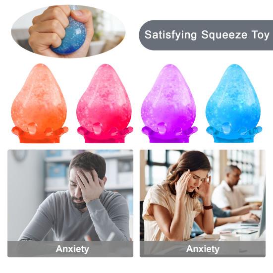 Glitter Waterdrop Stress Relief Toy Anxiety Reduction Water Drop Shape Sensory Toy with Sequins Inside Portable Decompression Stress Ball