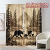 2pcs, 2D FLAT PRINTING Curtains (Without Rod) Bear Family Forest Contemporary Modern Curtains Machine Washable Fabric Curtains