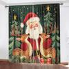 2Pcs Christmas Curtains - Santa & Reindeer Print, Light Filtering Polyester Drapes For Bedroom, Living Room, Office Decor - Rod