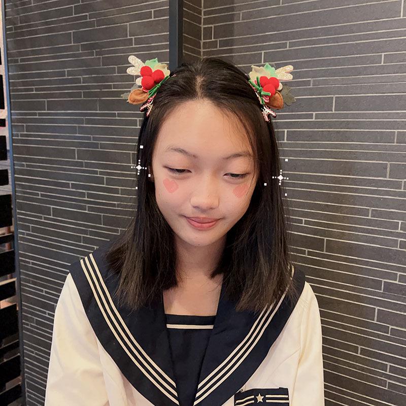 Children's Cute Christmas Antler Hair Clip with Pompon and Bow - Autumn/Winter Accessory