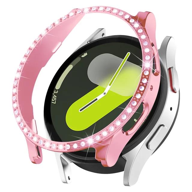 Diamond Case for Samsung Galaxy Watch 7 44mm 40mm Accessories Hard PC Hollow All Around Bumper Galaxy Watch 7 Cover for Women