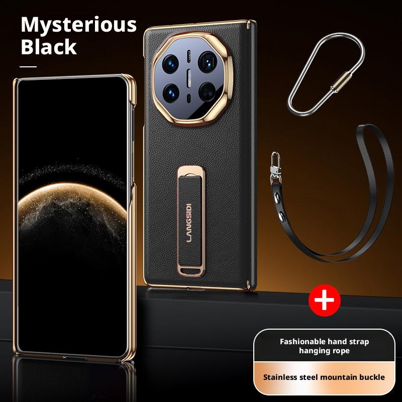 

Genuine Leather Case For Huawei Mate X7 X6 X5 Strong Magnetic Metal Bracket Anti-slip Finger Grip Band Drop-proof Lanyard Cover Genuine Leather&Huawei Mate X3