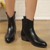 Nya Dam Stövletter Läder Höst Vinter Designer Korta Stövlar Tjocka Klackar Spetsig Tå Vardagsskor Kvinna Kontorsdam Svart