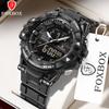 FOXBOX Outdoor Electronic Watch Fashion Casual Sports Silicone Dual Time Displsy Men's Watches 5Bar Waterproof Alarm Chronograph