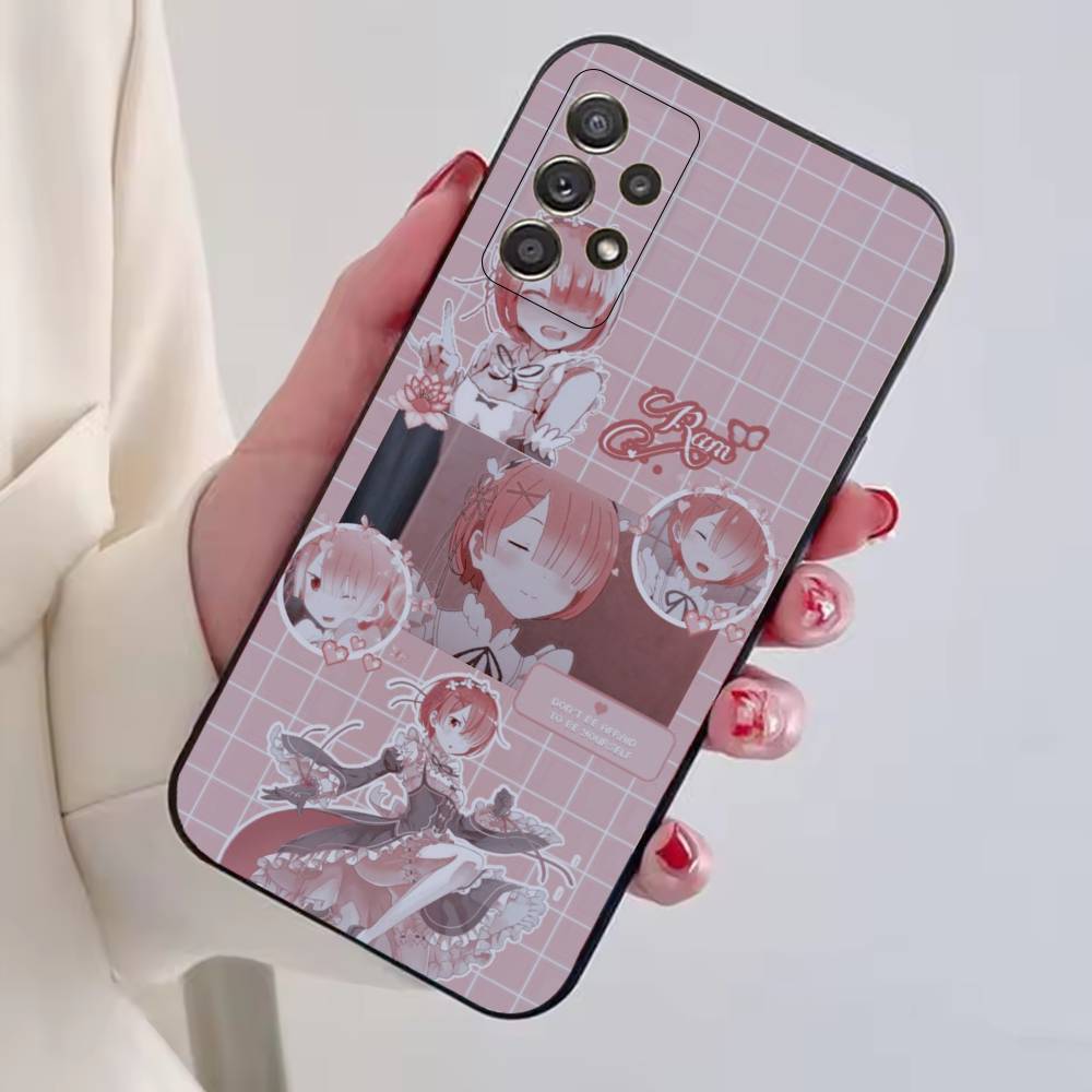 Anime Girl Re Zero R-Ram Phone Case For Samsung S25,S24,S21,S22,S23,S30,Ultra,S20,Plus,Fe,Soft Silicone Black Cover