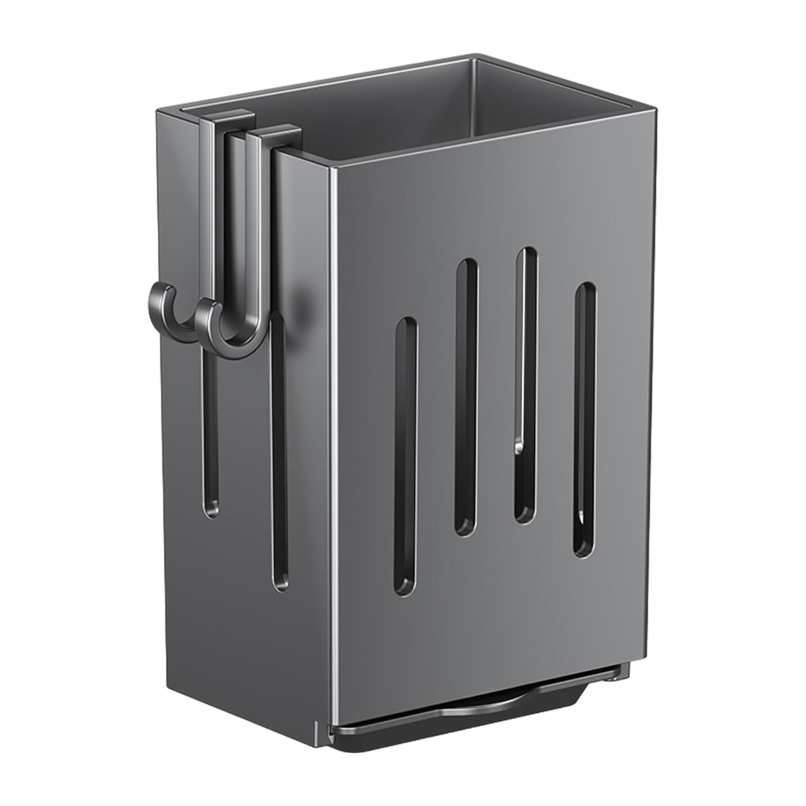 

Эффективная настенная стойка для кухонных принадлежностей с держателем для палочек для еды и ящиком для хранения столовых приборов чёрный