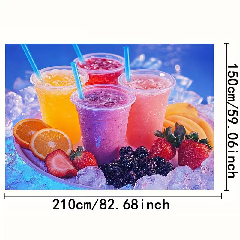 Tapiserie cu Smoothie-uri Colorate cu Fructe, Pânză de Fundal pentru Băuturi Răcoritoare de Vară, Decor perete Bucătărie