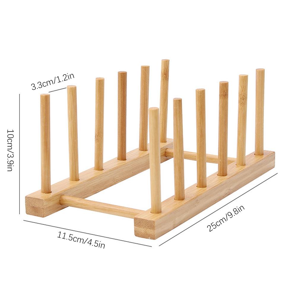 Kitchen Dish Drain Rack Dinnerware Storage Organizer Tray Plate Drying Shelf Wooden Book Cups Display Stand Drainer Holder