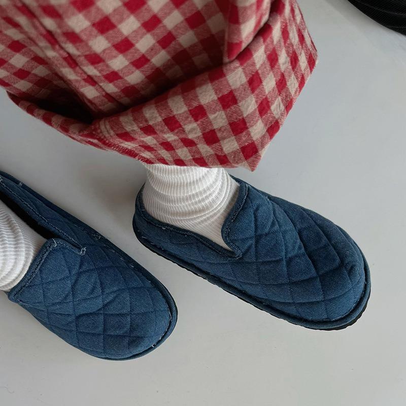 thick-soled denim women's new big head shoes women's cute round head ugly cute bread shoes women's half slippers