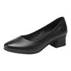 Women's Block Heel Leather Slip-on Shoes