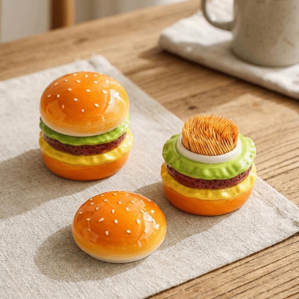 Dust-proof Toothpick Jar Decorative Cotton Swab Storage Box Hamburger Toothpick Holder  Bedroom
