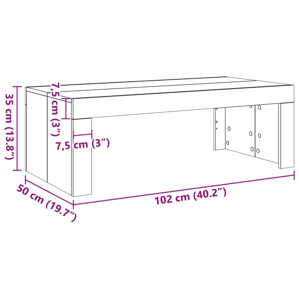 Coffee Table Vintage Wood Look 102 x 50 x 35 cm Engineered Wood