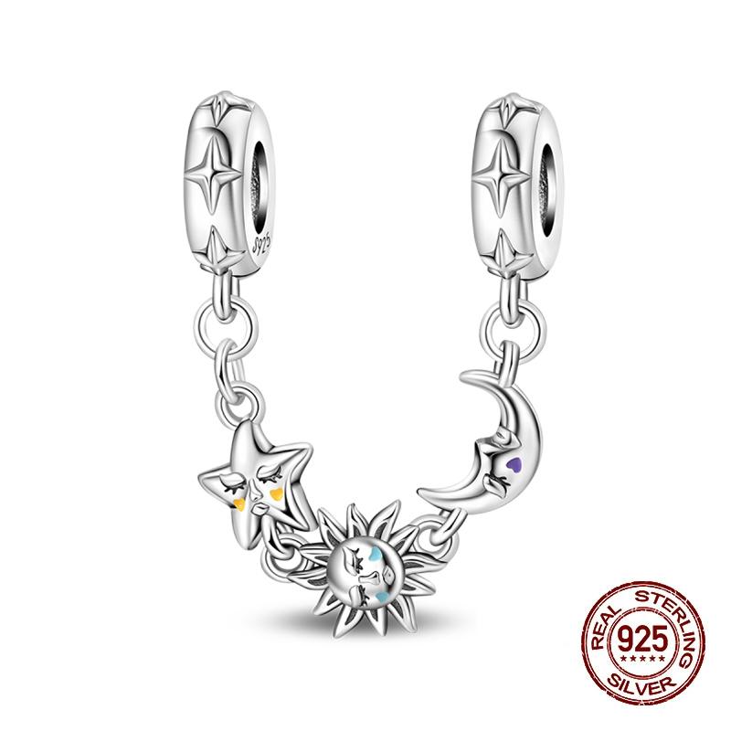 100% Copper Original Stars Moon Flower Safety Chains Spacer Beads Charms Fit 3Mm Bracelet Diy Jewelry Guardian Gift