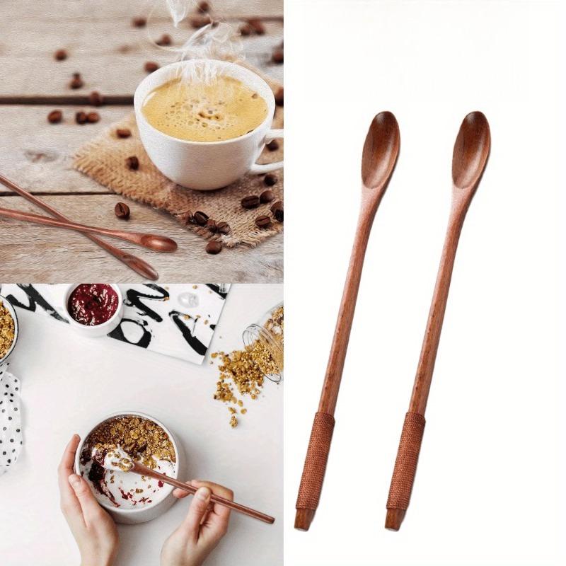 Wooden Stirring Spoons with Long Handles Ideal for Mixing Coffee Tea Iced Beverages and Honey Natural Wood Utensils for Kitchen