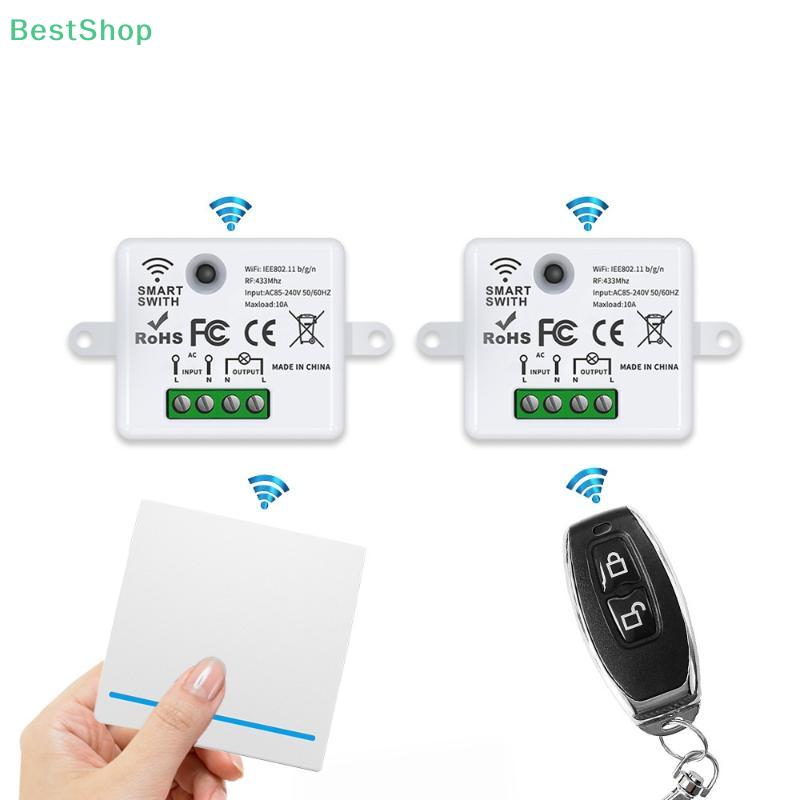 Wireless Remote Control Light Switch 220V 10A Relay Receiver Mini Round Button Wall Panel Switch For LED Lamp