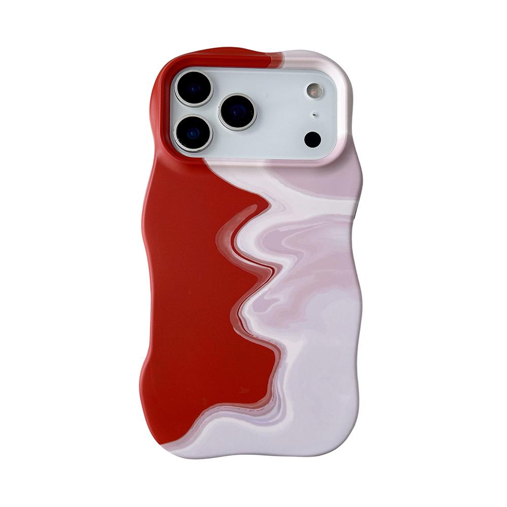 

Модный Чехол-Книжка 2 в 1 для iPhone 13 14 15 16 17 Pro Max, Сплетенный из Серого и Винно-Красного Цветов, Волнистые Края, Приятный на Ощупь, Жесткий Тонкий Чехол iPhone17