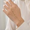 Women's Gold Stainless Steel Double Layer Lip & Finger Chain Ring Jewelry