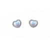 14K Gold & Silver Heart-Shaped Diamond Stud Earrings - Korean Style