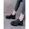 Autumn new leather thick-soled round head black small leather shoes women's thick heel muffin bottom sheepskin retro lazy single shoes