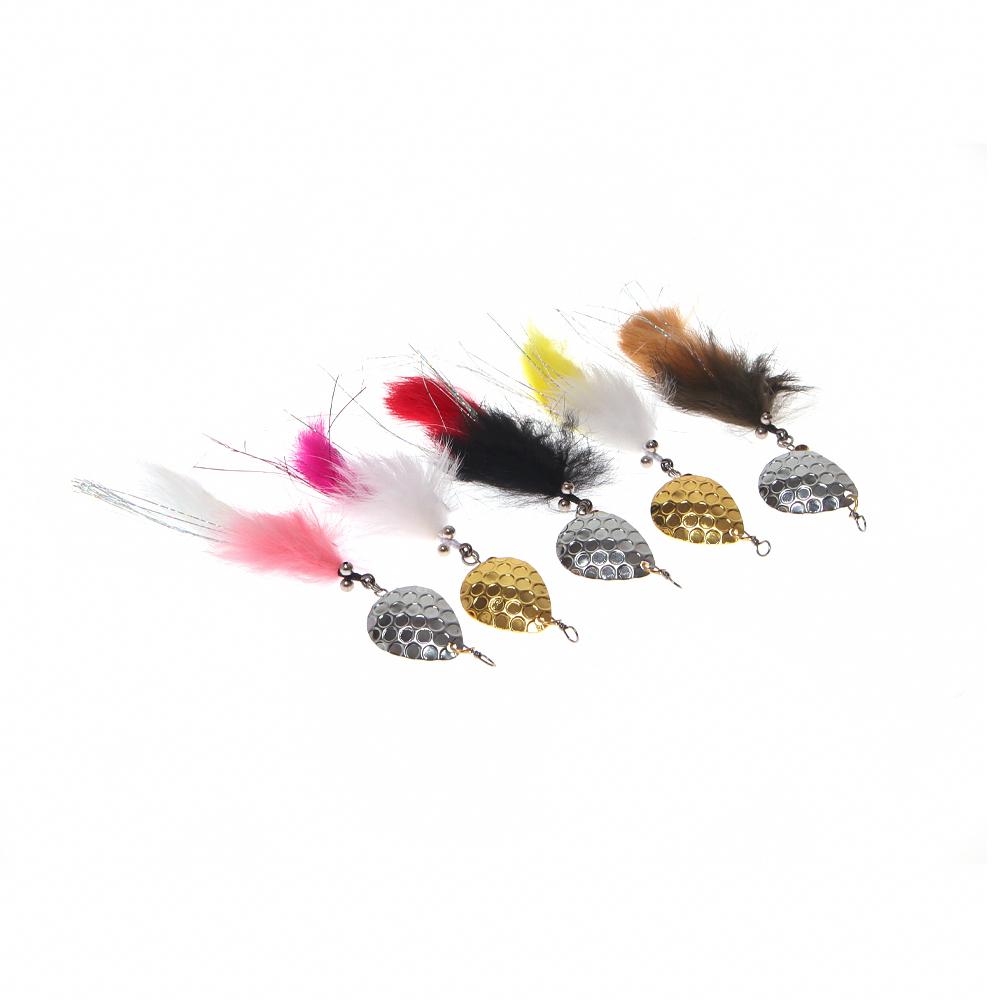 Bimoo 2pcs/5pcs Mix Bead Chain Eye  Hare Zonker Streamer W/Brass Sinker Spoon Lure Bait Set Decoy Bait Sequins Stinger Fishhook Spinner Fishing Lure