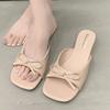 Fashion Women Slippers Bow Flats Summer Casual Walking Shoes Fashion Woman's Sandals 2025 Brand Trend Cozy Beach Dress Ladies Zapatos