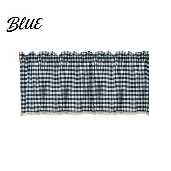 Kitchen Window Plaid Decor Through Rod Lace Valance Short Curtain Drape Home