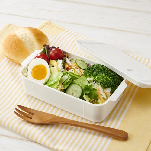 OSK Bento Box, Stock & Lunch, 650ml, White, Storage Container, Microwave-Safe with Lid, Easy-Sealing, Made in Japan, Dishwasher-Safe, STL-650