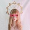 Crown Halo Headband Goddess Spiked Pearl Sun Pendant Halo Headpiece Cosplay Bridal Party Baroque Tiara Headwear Accessories