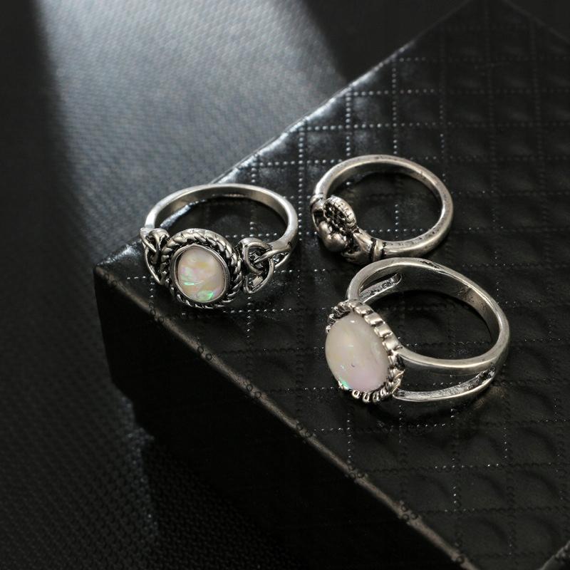 Silver Retro Punk Boho Ring Set 73