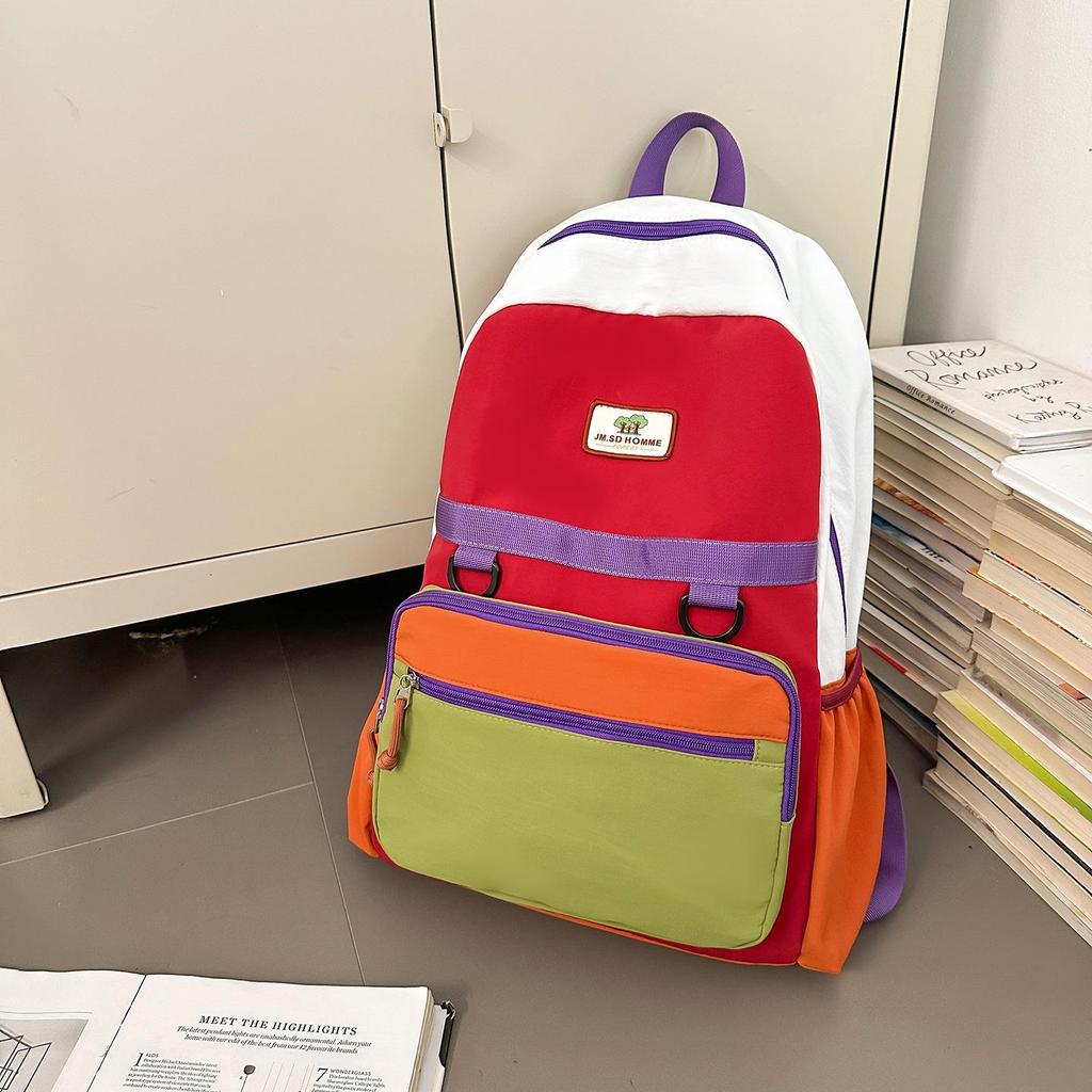 Modny plecak dziecięcy w bloki kolorystyczne - Uroczy i wytrzymały dla chłopców i dziewcząt ze szkoły podstawowej