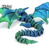 Desktop Fantasy Display Ornament 3D Printed Articulated Dragon Figurine with Adjustable Wings and Unique Eyes, Wing Toy Movable Joints Sculpture