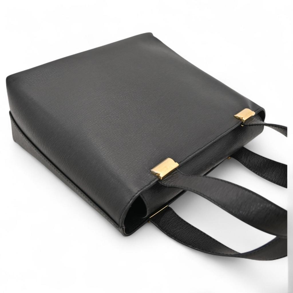 Authentische Ferragamo 2-Wege-Handtasche schwarzes Leder sf5608cc