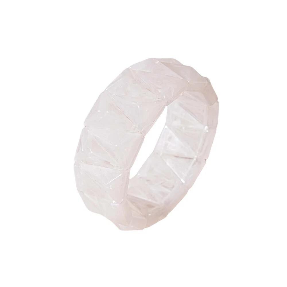 

Irregular Acrylic Bangle Smudging Design Wide Bracelet Fashion Bohemian Bracelet Boho Style White