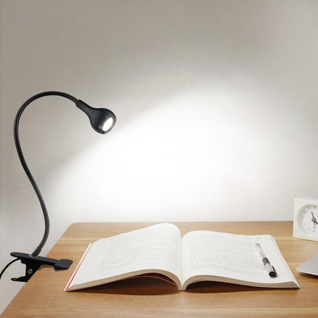 1W USB LED Reading Clip Desk Lamp for Children's Study Small Table Lamps Press Switch 360° Free Bending Eye Friendly Home Lights