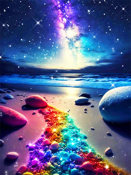 5d Diamond Painting Full Drill Fantasy Night Seaside Embroidery Mosaic Stone Landscape Crystal Wall Art