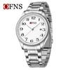 OFNS Couple's Wristwatch - Waterproof, Luminous, Quartz Watch with Steel or Leather Strap, Calendar Feature, for Casual or Business.
