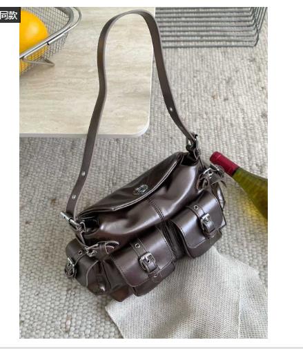 Large Capacity Multi Pocket PU Women's Underarm Shoulder Bag New Fashi Persality Y2K Motorcycle Crossbody Bags for Woman