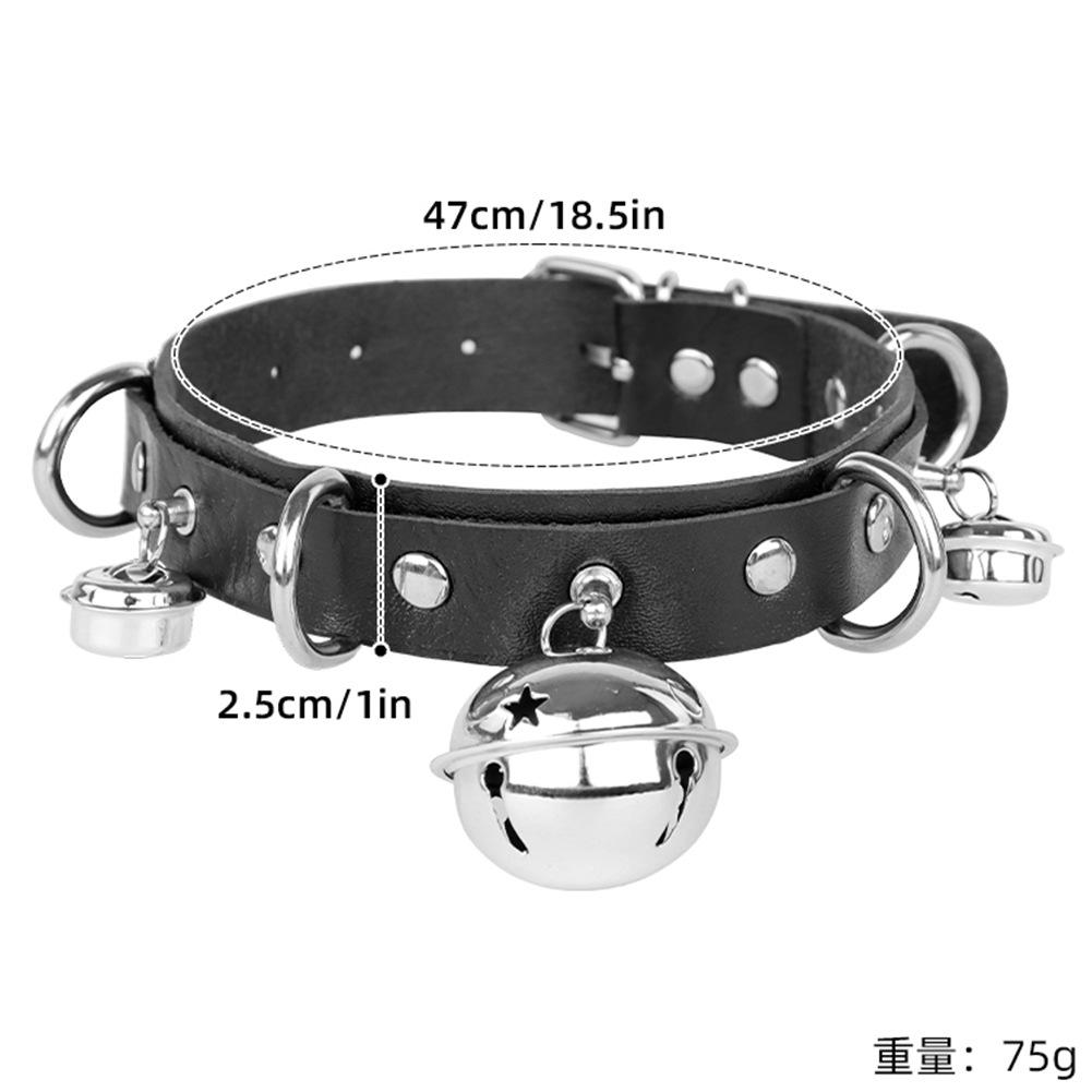 Cosplay Collar New Leather Bell Collar Role Play Exaggerated Neck