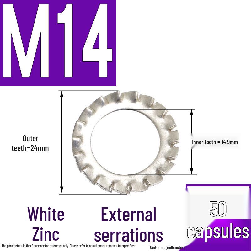 304 Stainless Steel External & Internal Tooth Lock Washer, Anti-Slip, Anti-Loosening, Size M6-M30
