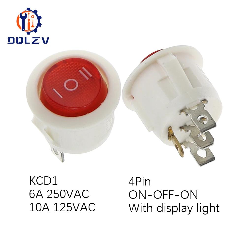 22mm Red Black White ON/OFF Round Rocker Toggle Switch 6A/250VAC 10A 125VAC Power Switch Cap with Plastic Push Button Switch