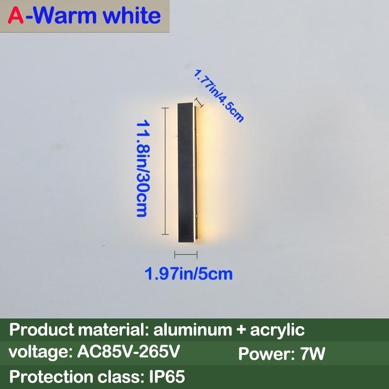 

Long Wall Sconce Led Outdoor IP65 Lamps For Indoor Living Room Terrace Decoration Ornaments Exterior Gardens And Terraces Light 7W&Long 30cm теплый белый