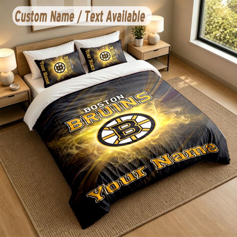 Sada povlečení 1 povlak na přikrývku 2 povlaky na polštář Potisk Boston Bruins Měkké lůžkoviny Dekorace ložnice