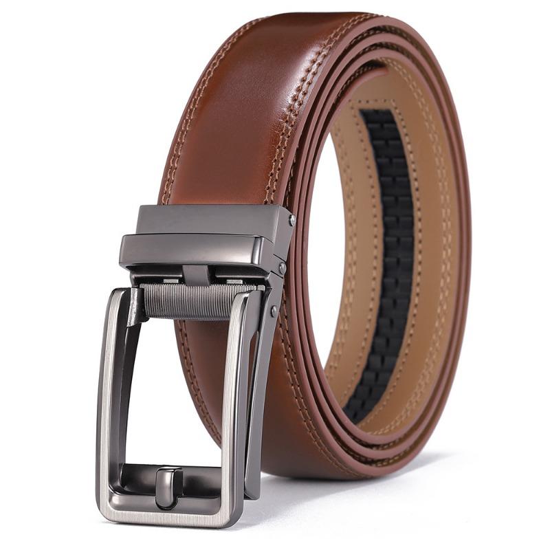 Popular, white automatic button head men's leather belt, men's fashion casual pants belt