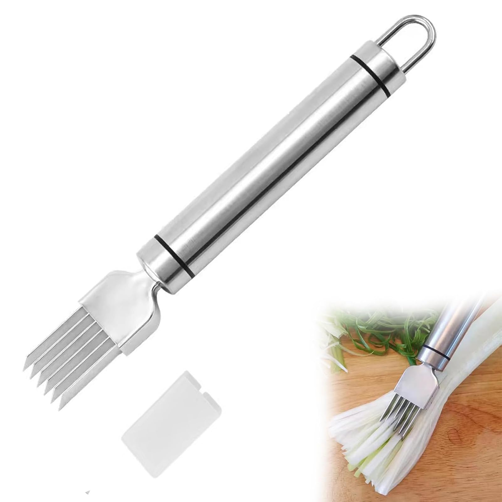 

Refoiner Green Onion Julienne White Onion Thinly Slices Green Chili Shredded Silk Knife with Stainless Convenient Accessory for and Kitchen Cutter,