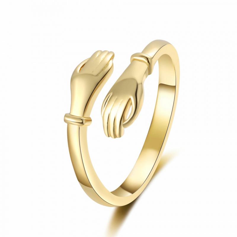 Romantic Adjustable Double Hand Hug Ring - Simple Fashion Jewelry