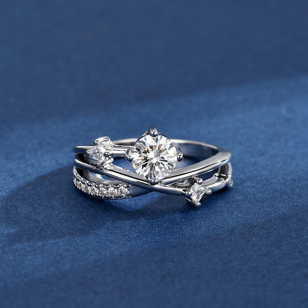 

Korean Style Universe Planet Diamond Cross Open Ring for Women Adjustable Open