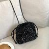 Borsa Secchiello Portatile, Sensazione di Lusso da Donna, Borsa a Spalla Pieghettata con Coulisse, Borsa alla Moda Europea e Americana Colorata con Paillettes da Donna